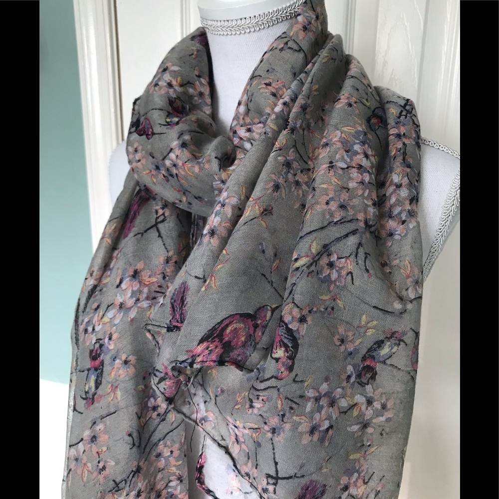 Tickled Pink Bird print Scarf